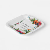 Kleurrijke levendige bloemen Baby in bloesemdouche Papieren Bordje (Gebogen)