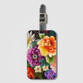 Kleurrijke levendige bloemen bagagelabel (Voorkant (verticaal))