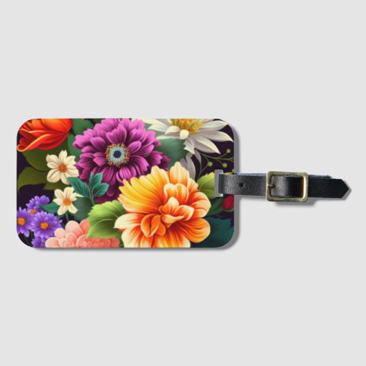 Kleurrijke levendige bloemen bagagelabel (Voorkant (horizontaal))