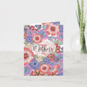 Kleurrijke levendige bloemen en bladeren Moederdag Kaart (Voorkant)