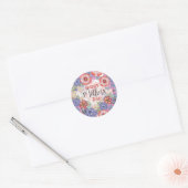 Kleurrijke levendige bloemen en bladeren Moederdag Ronde Sticker (Envelop)