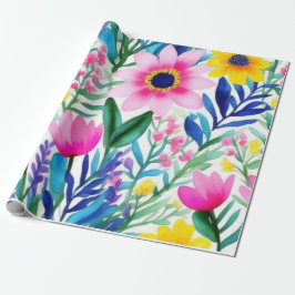 Kleurrijke levendige bloemen en vogels Wrapping Pa Cadeaupapier