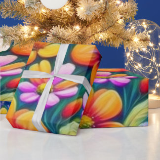 Kleurrijke levendige bloemen en vogels Wrapping Pa Cadeaupapier
