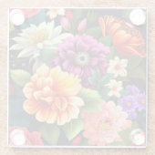 Kleurrijke levendige bloemen glazen onderzetter (Achterkant)