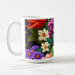 Kleurrijke levendige bloemen koffiemok