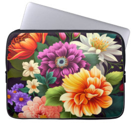 Kleurrijke levendige bloemen laptop sleeve