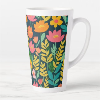 Kleurrijke levendige bloemen latte mok
