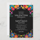 Kleurrijke Levendige Bloemen Mexicaanse Fiesta bru Kaart (Voorkant)