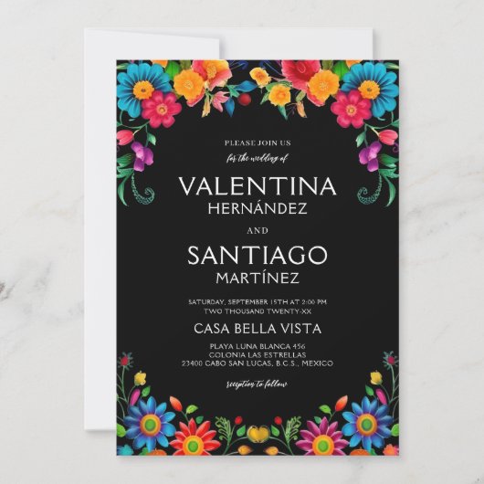 Kleurrijke Levendige Bloemen Mexicaanse Fiesta bru Kaart (Voorkant)