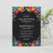 Kleurrijke Levendige Bloemen Mexicaanse Fiesta bru Kaart (Staand voorkant)