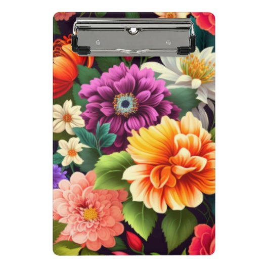 Kleurrijke levendige bloemen mini klembord (Voorkant)