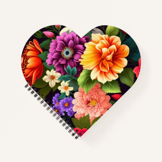 Kleurrijke levendige bloemen notitieboek (Voorkant)