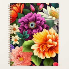 Kleurrijke levendige bloemen planner