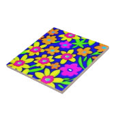 Kleurrijke levendige bloemen tegeltje (Zijkant)