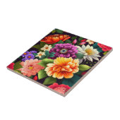 Kleurrijke levendige bloemen tegeltje (Zijkant)