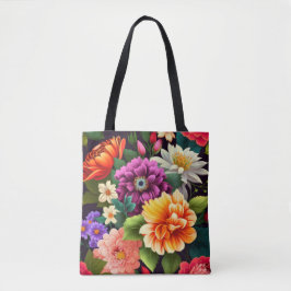 Kleurrijke levendige bloemen tote bag