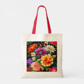 Kleurrijke levendige bloemen tote bag (Achterkant)