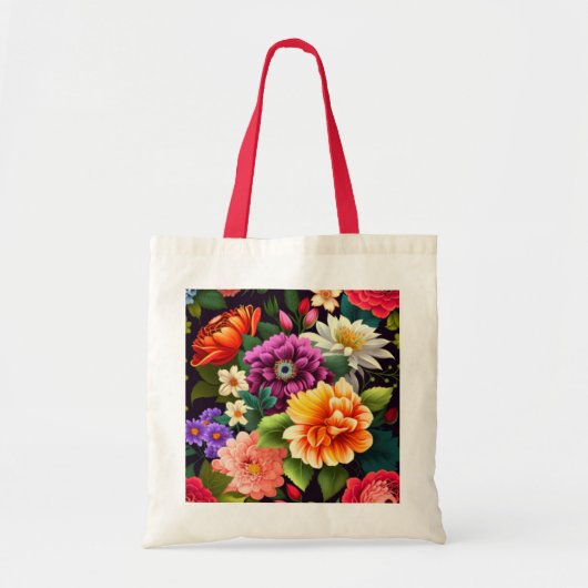 Kleurrijke levendige bloemen tote bag (Voorkant)