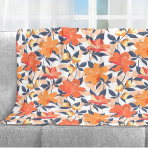 Kleurrijke levendige bloemenprint fleece deken