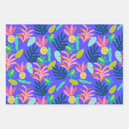 kleurrijke levendige bloemige Wrapping Paper Flat