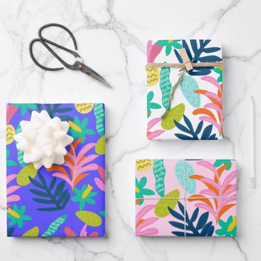 kleurrijke levendige bloemige Wrapping Paper Flat (Voorkant)