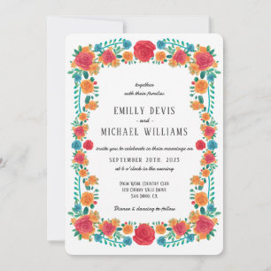 Kleurrijke Levendige Bloemrijke Mexicaanse Fiesta Kaart