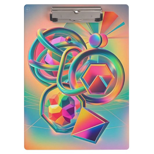 Kleurrijke levendige en grillige abstracte kunstwe klembord (Voorkant)