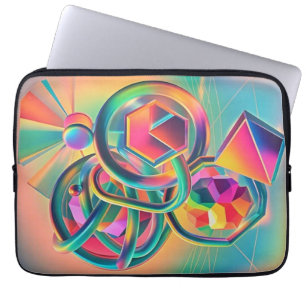 Kleurrijke levendige en grillige abstracte kunstwe laptop sleeve