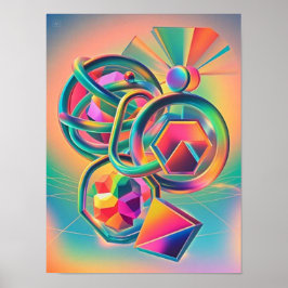 Kleurrijke levendige en grillige abstracte kunstwe poster
