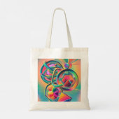 Kleurrijke levendige en grillige abstracte kunstwe tote bag (Achterkant)