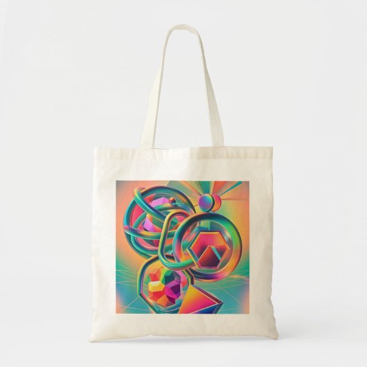 Kleurrijke levendige en grillige abstracte kunstwe tote bag (Voorkant)