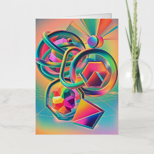 Kleurrijke, levendige en speelse abstracte kunst folie wenskaart