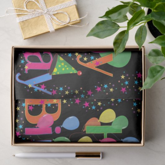 Kleurrijke Levendige Gelukkige Verjaardagsballonne Tissuepapier (Geschenk)