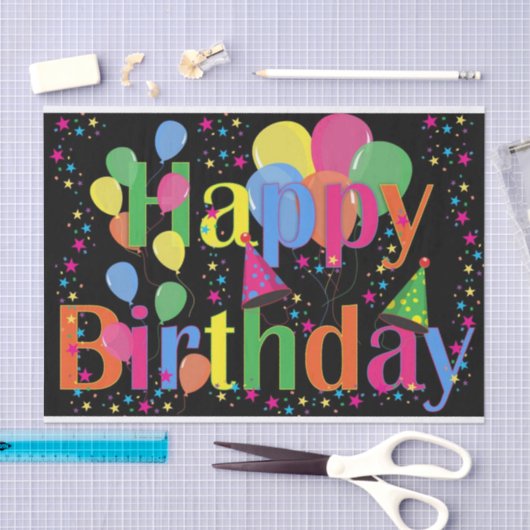 Kleurrijke Levendige Gelukkige Verjaardagsballonne Tissuepapier (Craft)