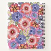 Kleurrijke levendige handgetekende bloemen en blad notitieboek (Achterkant)
