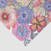 Kleurrijke levendige handgetekende bloemen en blad tissuepapier (Detail)