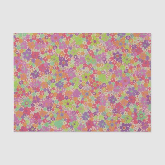 Kleurrijke levendige Hippie Floral botanical Flowe Tissuepapier (Voorkant)