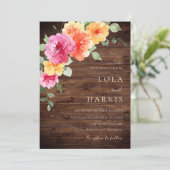 Kleurrijke Levendige Lente Bloemen Rustieke Hout W Kaart (Staand voorkant)