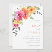 Kleurrijke levendige lente bloemenbruiloft kaart (Voorkant)