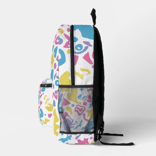 Kleurrijke levendige leuke pastelvormen bedrukte rugzak (Rechts)