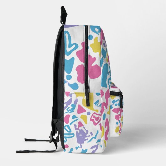Kleurrijke levendige leuke pastelvormen bedrukte rugzak (Links)