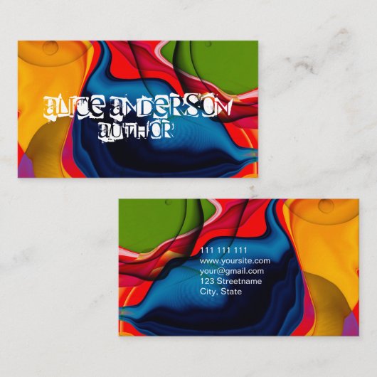 Kleurrijke levendige moderne abstracte levendige v visitekaartje (Voorkant / Achterkant)