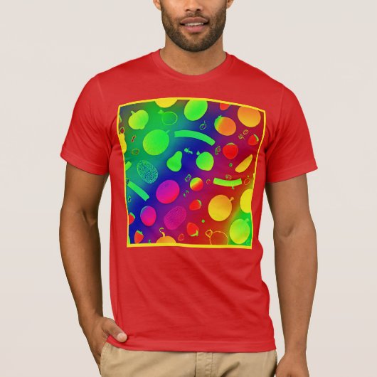 Kleurrijke Levendige Neon Fruits Pattern Art T-shirt (Voorkant)