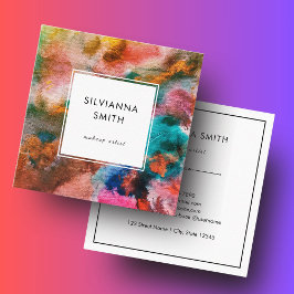 Kleurrijke Levendige Oranje Waterverf Abstract Vierkante Visitekaartje