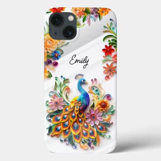 Kleurrijke levendige pauw & bloemen op maat Case-Mate iPhone case (Achterkant)