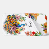Kleurrijke levendige pauw & bloemen op maat Case-Mate iPhone case (Achterkant (horizontaal))