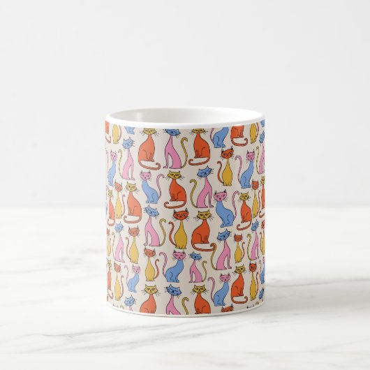 Kleurrijke levendige schattige katten patroon mok (Center)