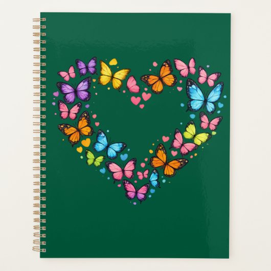 Kleurrijke Levendige Vlinder Hart Planner (Voorkant)