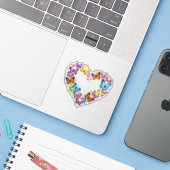 Kleurrijke Levendige Vlinder Hart Sticker (Laptop met iPhone)