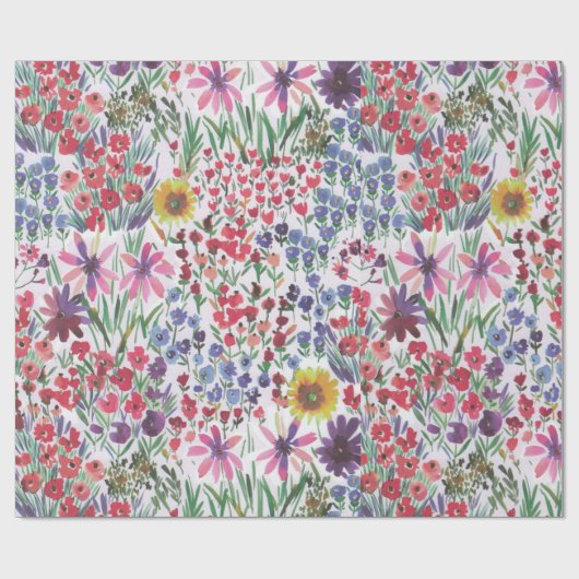 Kleurrijke levendige Waterverf Floral botanisch Cadeaupapier (Vlak)